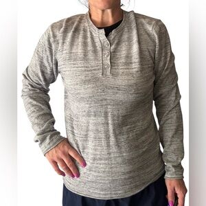 New Gray Long Sleeve Henley Shirt Large